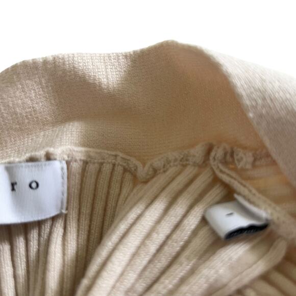 Sandro Cream Wool Blend Ribbed Knit Logo Button Front Cardigan Sweater Size 2 - Picture 3 of 11